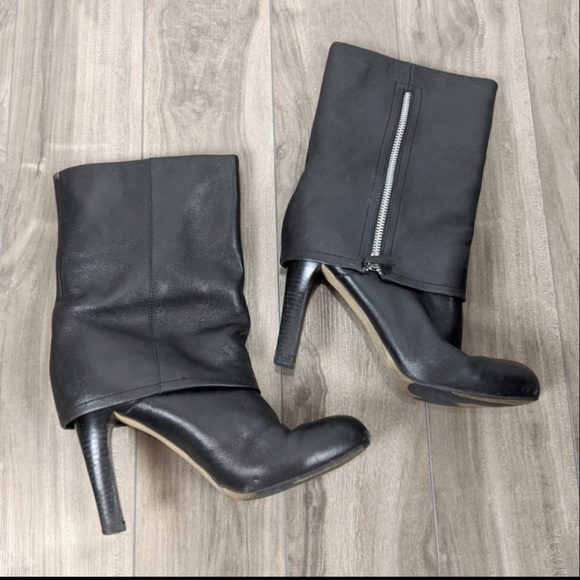 Franco Sarto A-Lady Black Boots Leather Sz 7.5 Mid Calf - Picture 2 of 4